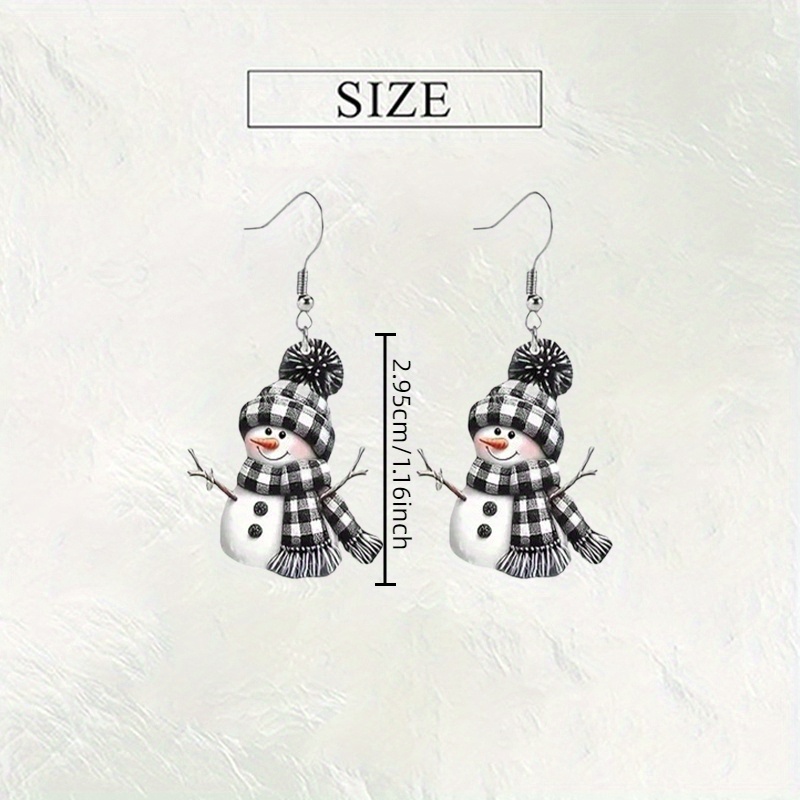 3pcs Retro Snowman Necklace & Earrings Set for Women